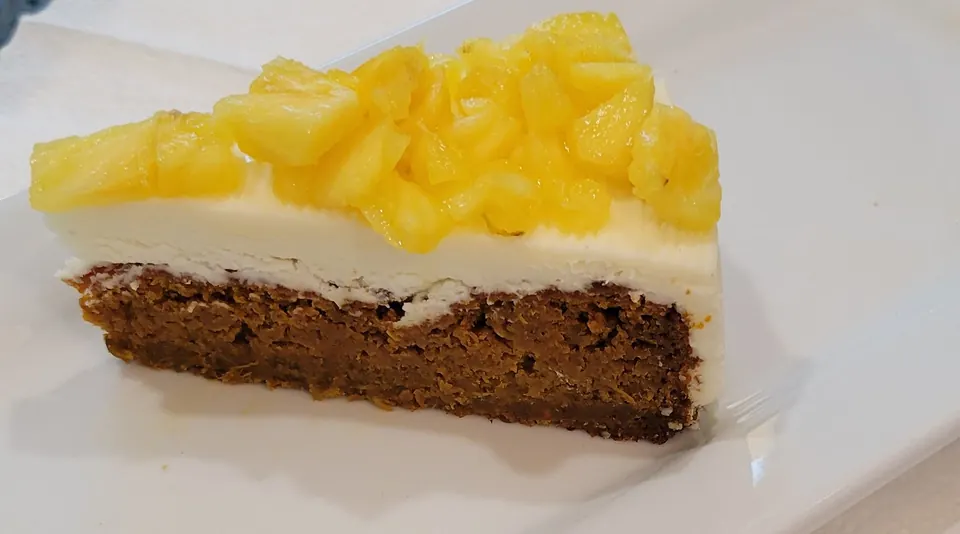 Pineapple carrot cake with fresh pineapple topping